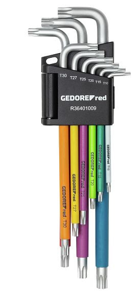 GEDORE red Winkelschraubendreh-Satz TX T10-T50 9-teilig mit Farbcodierung, 3301333