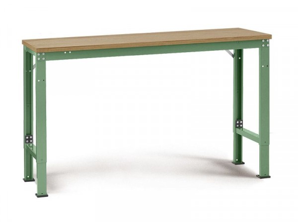 Manuflex Arbeits-Grundtisch UNIVERSAL Spezial mit Multiplexplatte, BxTxH = 2000 x 1200 x 722-1022 mm, Resedagrün, AU7135.6011