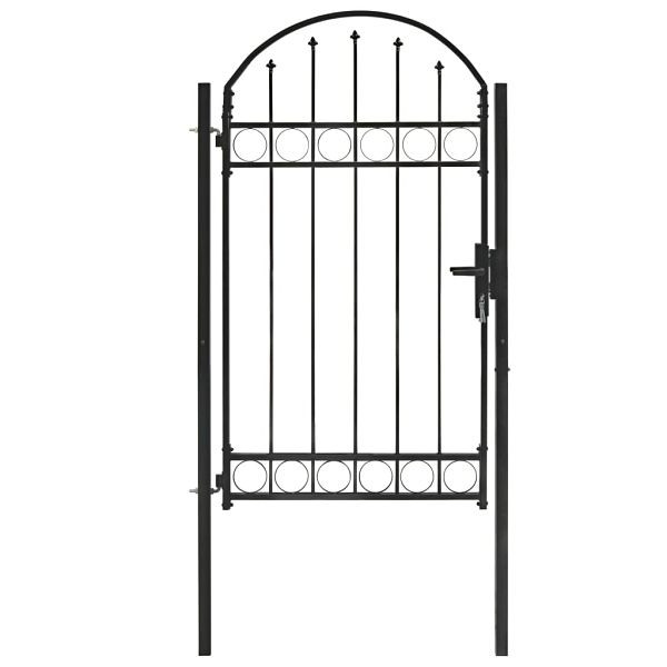 vidaXL Zauntor mit Gewölbter Spitze Stahl 100 x 175 cm Schwarz, 143087