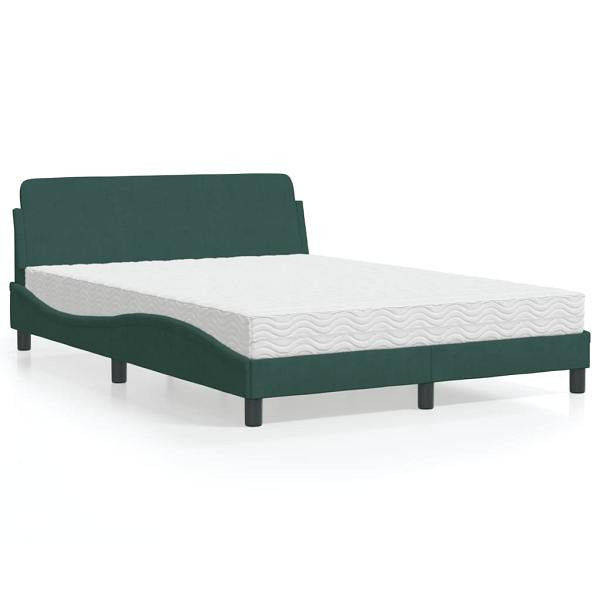 vidaXL Bett mit Matratze Dunkelgrün 140x200 cm Samt, 3208414