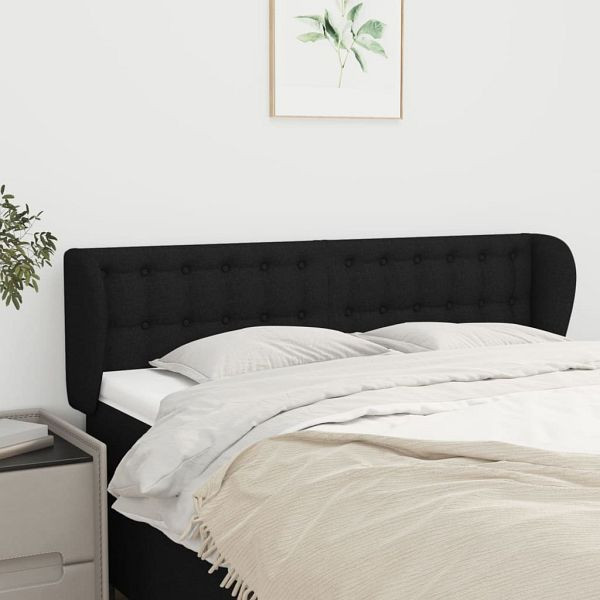 vidaXL Kopfteil mit Ohren Schwarz 147x23x78/88 cm Stoff, 3117578