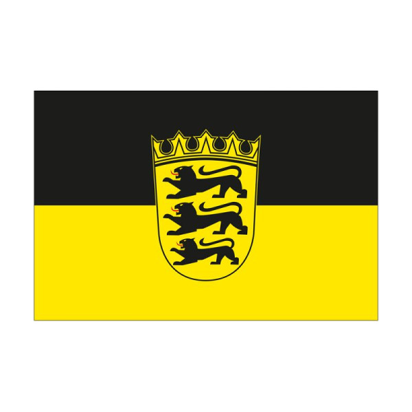 Stein HGS Landesflagge Baden-Württemberg, 200 x 335 cm (Querformat), mit Seil und Schlaufe, FlagTop 160 g/m², für Fahnenmasten ab 8 m, ohne Hohlsaum, 26097