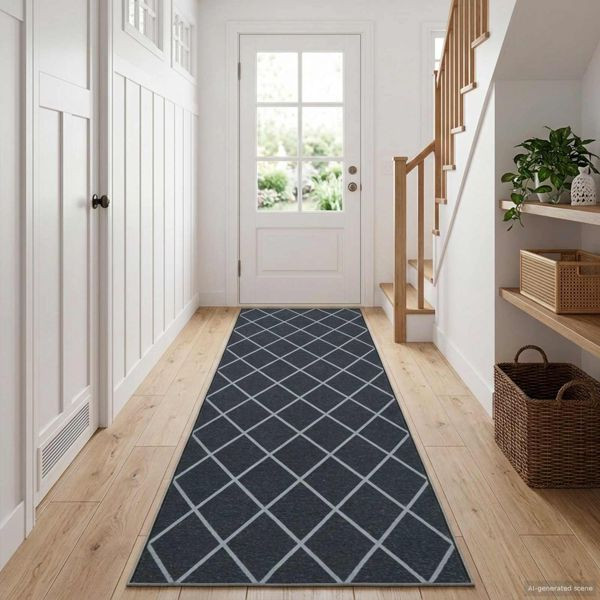 vidaXL Teppichläufer ORIZ 1150 gsm Schwarzes Netzmuster, 42045501