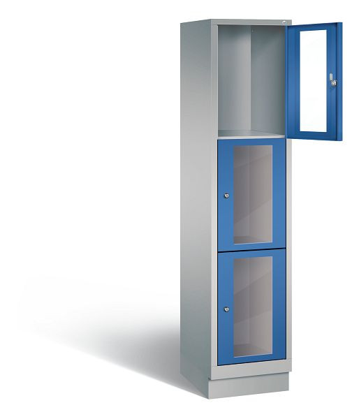 C+P Schließfachschrank Classic, H1800xB420xT500mm, Farbe: Weißaluminium / Enzianblau, 8020A123 S10010