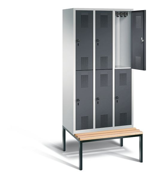 C+P Spind doppelstöckig Evolo, H2090xB900xT815mm, Farbe: Lichtgrau / Schwarzgrau, 48350-30 S10096