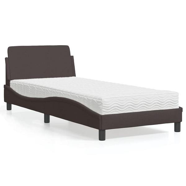 vidaXL Bett mit Matratze Dunkelbraun 90x200 cm Stoff, 3208327