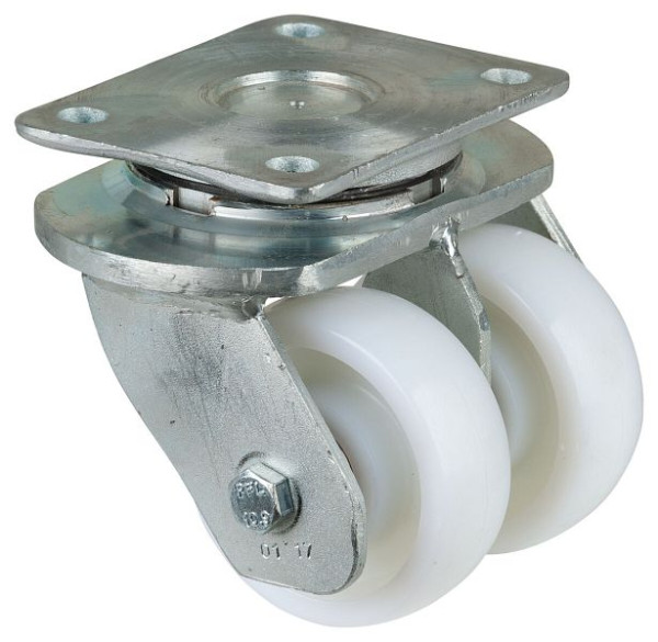 BS Rollen Schwerlastdoppelrolle, Rad-Breite 2x37 mm, Rad-Ø 100 mm, Tragfähigkeit 800 kg, Lauffläche/Radkörper Kunststoff, Kugellager, S100.B15.100