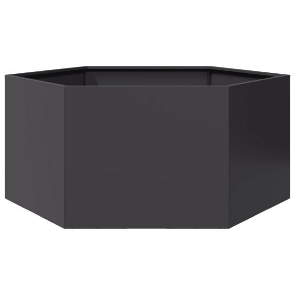 vidaXL Pflanzkübel Schwarz Sechseckig 104x90x45 Stahl, 851129