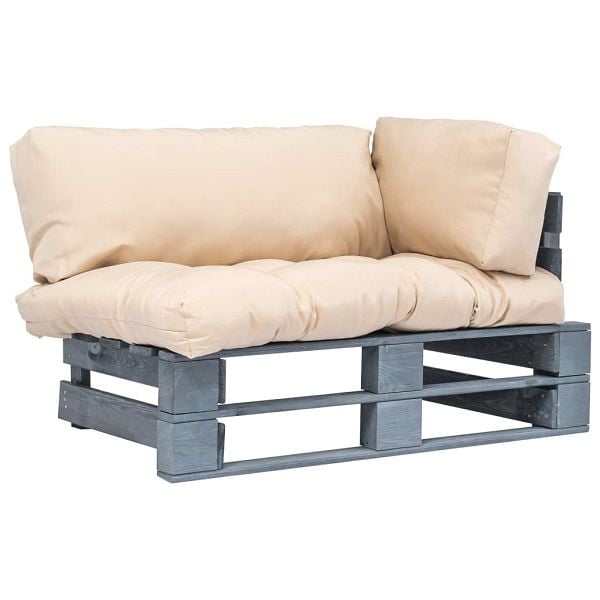 vidaXL Outdoor-Sofa Paletten mit Kissen in Sandfarben Kiefernholz, 275293