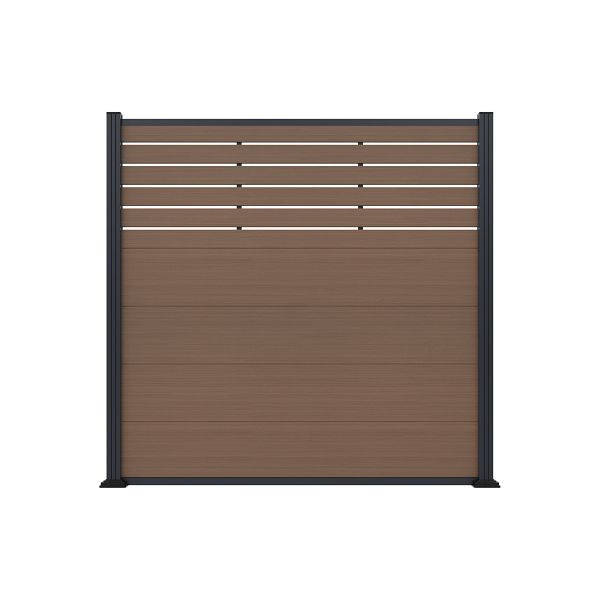 T&J MALCHOW WPC-Steckzaunset, 180 x 180 cm, teak, coextrudiert, inkl. 12 Alu-Abstandhalter und Start- Abschlussleiste teak, 45428