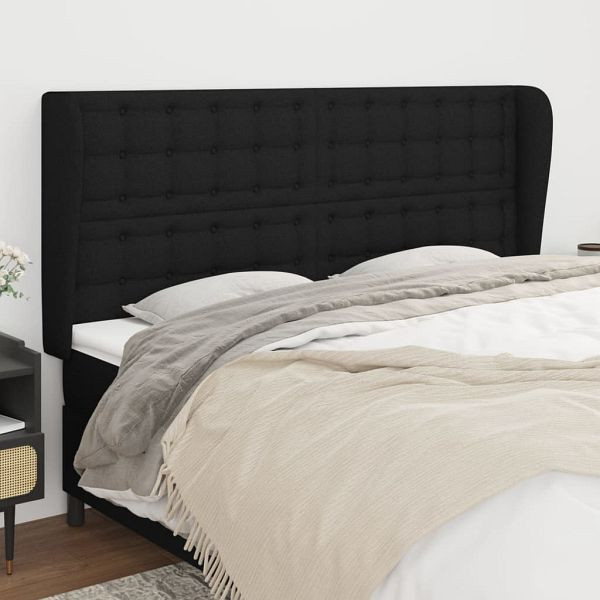 vidaXL Kopfteil mit Ohren Schwarz 203x23x118/128 cm Stoff, 3118414