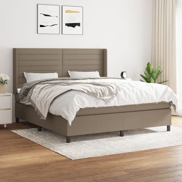 vidaXL Boxspringbett mit Matratze Taupe 160x200 cm Stoff, 3131525