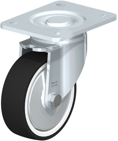 Blickle LH-POTH 125K-3-FA Stahlblech-Lenkrolle, Schwerlast-Ausführung, mit Anschraubplatte, Thermoplastisches Polyurethan, Grau, 461293