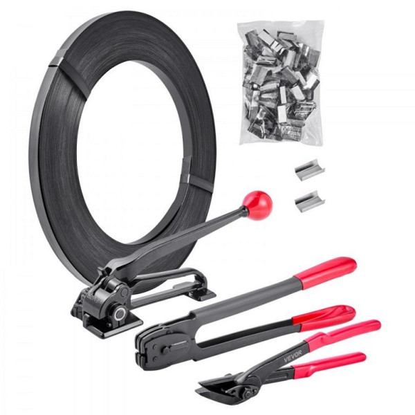 VEVOR 5-tlg Stahlband Umreifungsset: manuelles Gerät, 183 m Metallband, 300 Klammern, Schneider, ideal für Industrie., GDSDKZGJGD34ESJXQ001V0