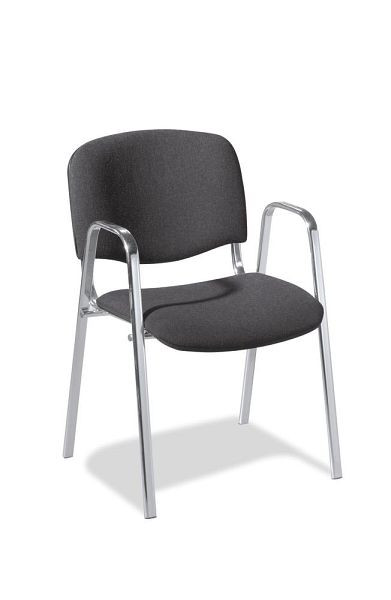 Deskin Besucherstuhl ISO inkl. Armlehnen, 4-Fuß Gestell verchromt, Bezug Stoff Basic, Farbe anthrazit, 346448