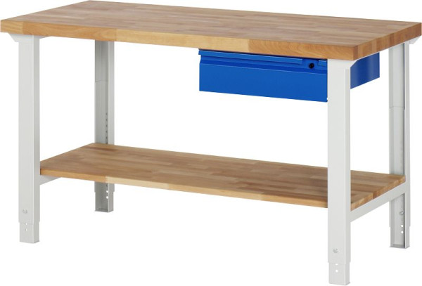 RAU Werkbank 7001I7, B1500xT700xH790-1140mm, Ablageboden Buche, 1xSchublade-TA, 03-7001I7-157R4H.11