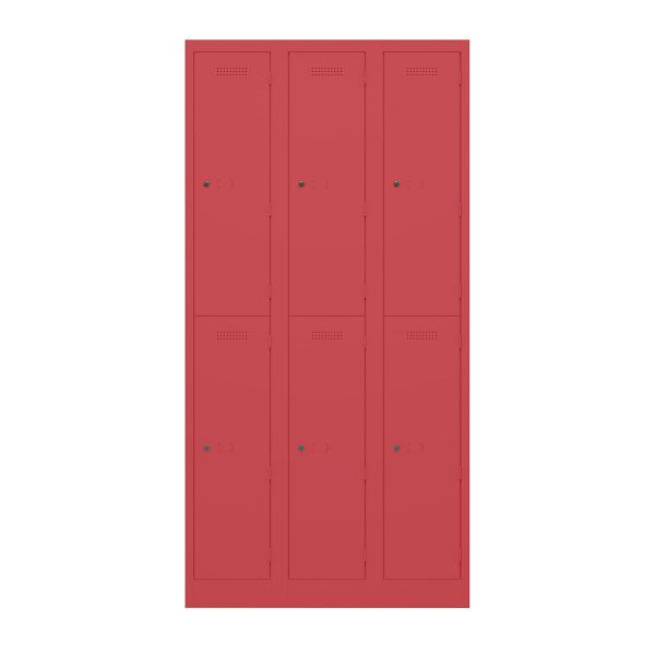 Bisley Garderobenschrank Primary Locker, 3 Abteile mit je 2 Fächern übereinander, 670 kardinalrot, PL3050T2670