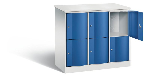 C+P Schließfachschrank Resisto, H1077xB1148xT540mm, Farbe: Lichtgrau / Enzianblau, 8472-372 S10154