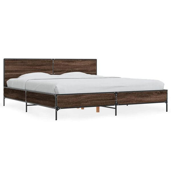 vidaXL Bettgestell Braun Eichen-Optik 200x200 cm Holzwerkstoff Metall, 3280021