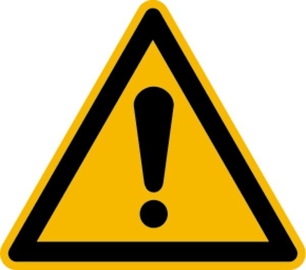Schilder Klar Warnzeichen Warnung vor einer Gefahrenstelle DIN EN ISO 7010-W001, 200 mm Folie selbstklebend, 3056/62
