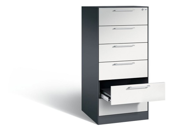 C+P Karteischrank Asisto, H1310xB562xT600mm, Farbe: Schwarzgrau / Lichtgrau, Bügelgriff, 146224-622 S10097