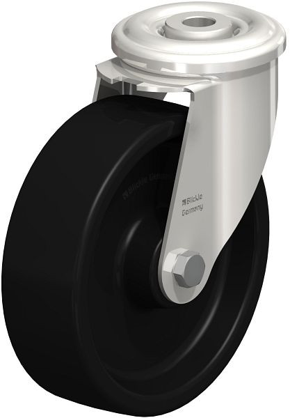 Blickle LIXR-PHN 125G Hitzebeständige Edelstahl-Lenkrolle mit Rückenloch, Phenolharz, Schwarz, 630673