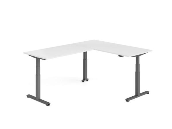 Hammerbacher Sitz-Steh-Winkeltisch 240x180cm Weiß/Graphit, VXDSMW1916/W/G
