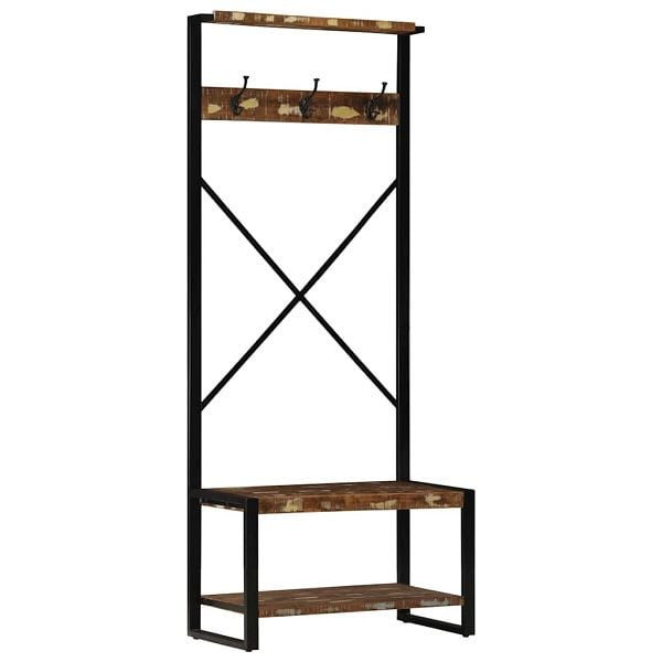 vidaXL Kleiderständer Mehrfarbig 80x40x190 cm Altholz Massivholz, 4015962