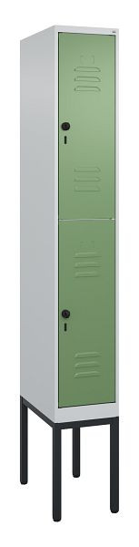 C+P Doppelstöckiger Spind Classic PLUS, Gestell, 2120x300x500mm, 7035/6011, Drehriegel, 0803307-10 S10006