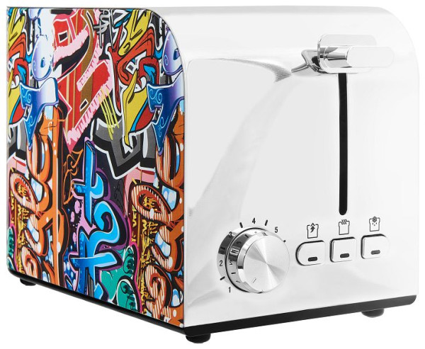 GUTFELS 2-Scheiben-Toaster in Graffiti-Style, Toastzentrierung, 7 Bräunungsstufen TOAST 3010 G, 5810041