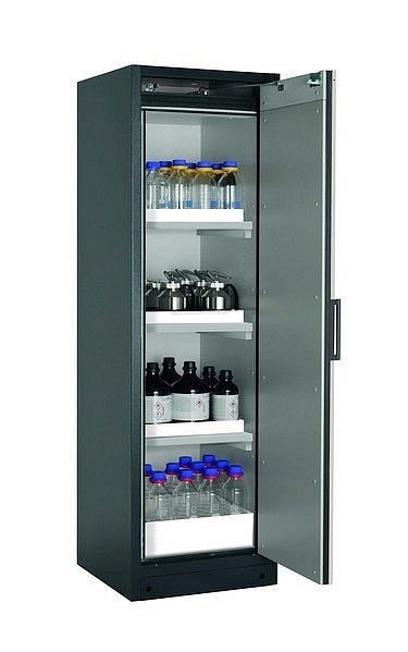 asecos Sicherheitsschrank Q-CLASSIC-90, Q90.195.060.R in lichtgrau RAL 7035 mit 3x Wannenboden Standard (Polypropylen), 30073-041-33417