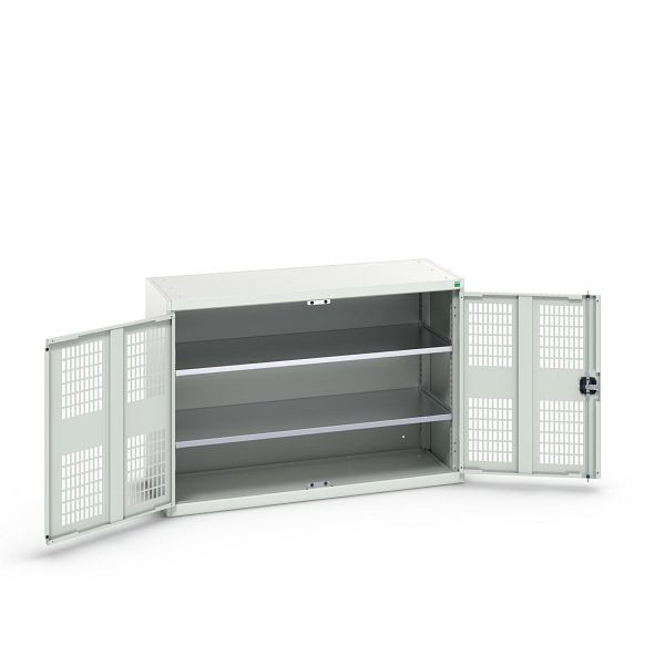 bott verso Flügeltürschrank mit Belüftung, mit 2 Fachböden, BxTxH: 1300 x 550 x 900 mm, Lichtgrau / Lichtgrau, 16926781.16