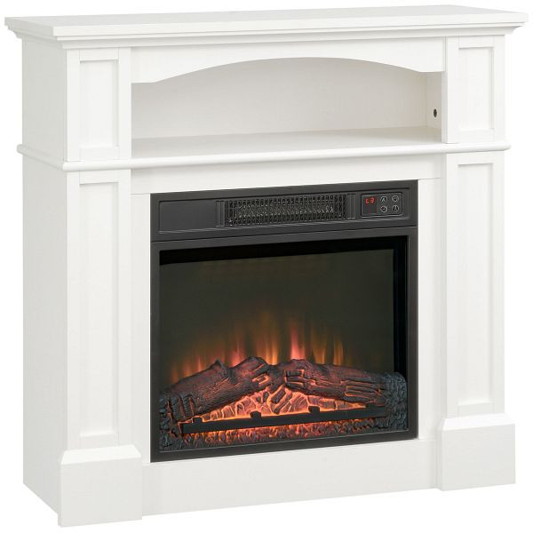HOMCOM Elektrokamin mit 3D LED-Flammeneffekt, Heizkapazität 30 m², Fernbedienung, Weiß/Schwarz, 820-090V91WT