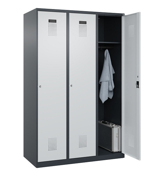 C+P Spind Evolo PLUS, 3 Abteile, 1850x1200x500mm, 7016/7035, Verschluss Zylinderschloss, Ablageböden 3, 049000-32 S10044