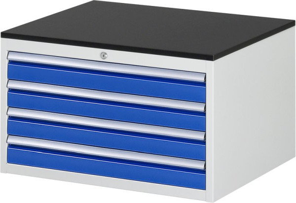 RAU Schubladenschrank Serie 7000, B770 x T650 x H460mm, Arbeitsplatte mit Melaminharzbeschichtung, Schubladen: 4xH90 mm, 13-XL2.13A-M.11