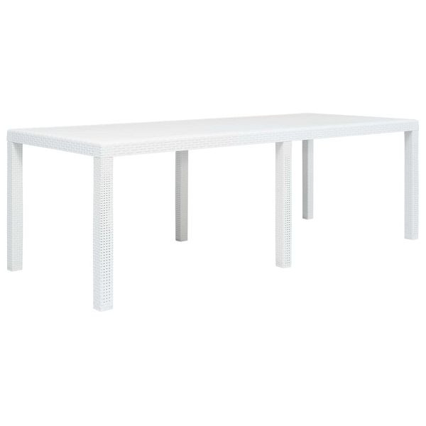 vidaXL Gartentisch Weiß 220x90x72 cm Kunststoff Rattan-Optik, 45607