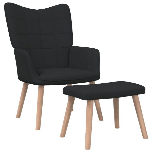 vidaXL Relaxsessel mit Hocker Schwarz Stoff, Polyester, 327936