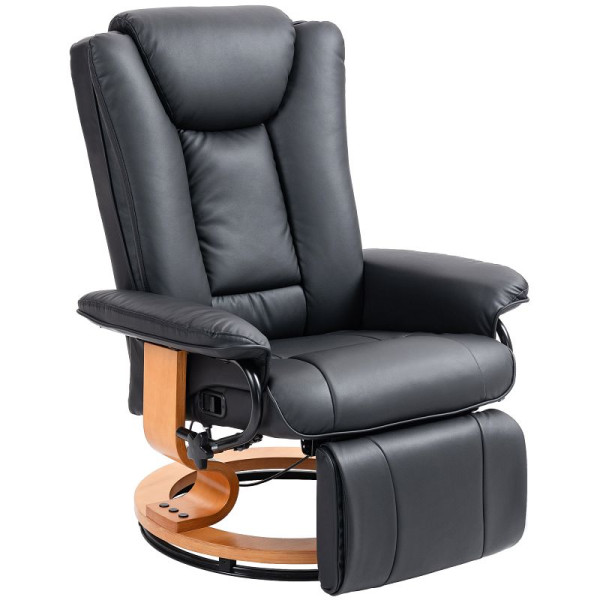 HOMCOM Relaxsessel mit Liegefunktion, drehbar, bis 150 kg, Kunstlederbezug, Stahlrahmen, Schwarz, 839-964V81BK
