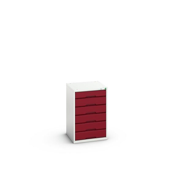 bott verso Schubladenschrank, mit 6 Schubladen, BxTxH: 525 x 550 x 800 mm, Lichtgrau / Purpurrot, 16925014.24