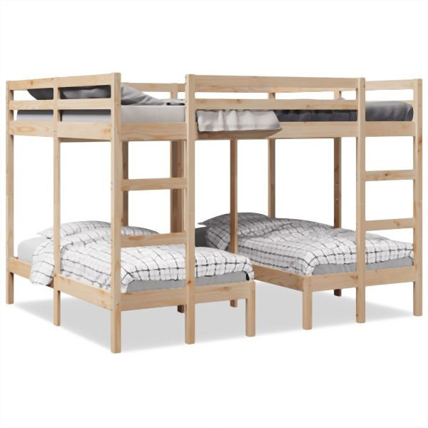 vidaXL Dreifach-Etagenbett 160x200/80x160 cm Massivholz Kiefer, 3308580