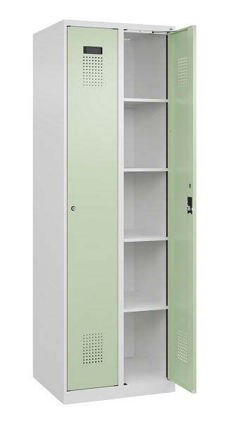 C+P Wäsche-Spind Evolo PLUS, 2 Abteile, 1850x600x500mm, 9016/6019, Verschluss Zylinderschloss, Ablageböden 8, 049000-20B S10046