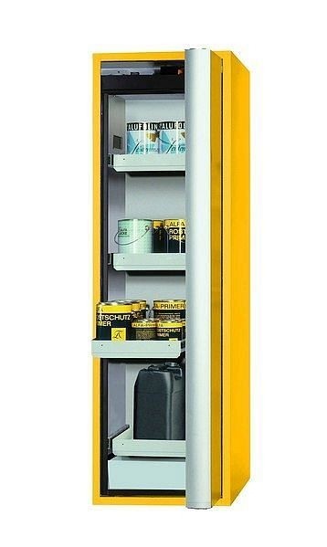 asecos Sicherheitsschrank S-PHOENIX Vol.2-90, S90.196.060.075.FDACR in sicherheitsgelb RAL 1004 mit 3x Auszugswanne Standard (Stahlblech), 30316-002-33480