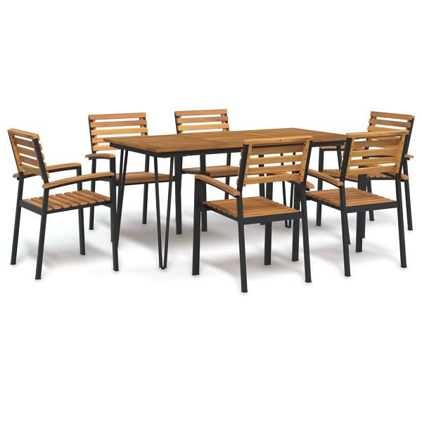 vidaXL 7-tlg. Garten-Essgruppe Massivholz Akazie und Metall, 3155417