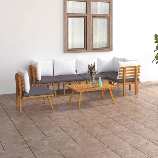 vidaXL 7-tlg. Garten-Lounge-Set mit Kissen Massivholz Akazie, 3087031