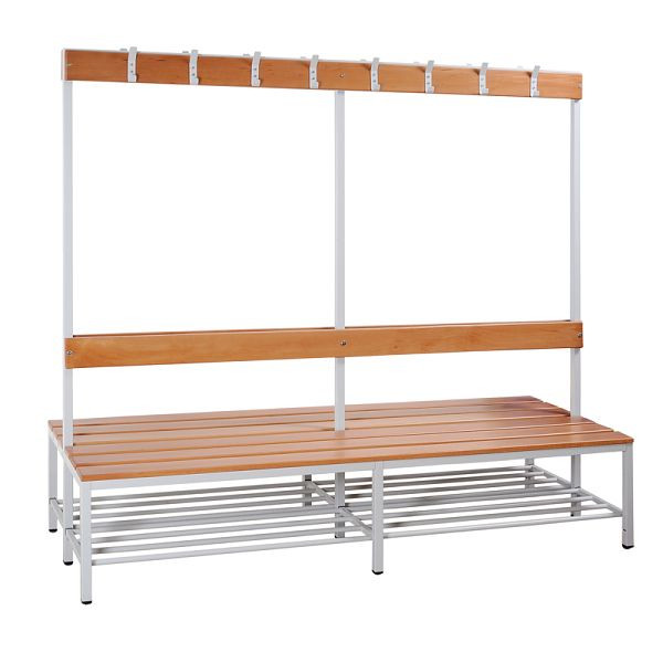 Lüllmann Sitzbankgarderobe, 1825 x 1200 x 800 mm, Lichtgrau/ Hartholz Buche, 806105