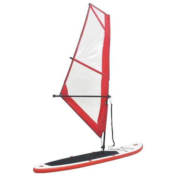 vidaXL Aufblasbares Stand-Up-Paddleboard Set mit Segel Rot und Weiß, 92209