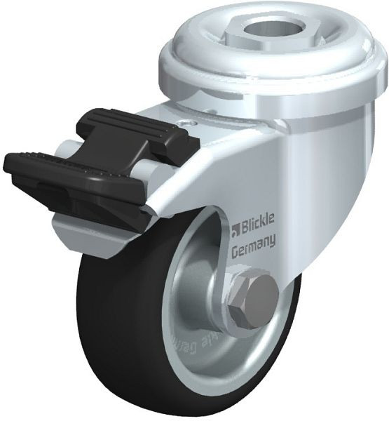 Blickle LRA-PATH 50G-FI Apparate-Lenkrolle mit Rückenloch & Feststeller, Thermoplastisches Polyurethan, Grau, 755980