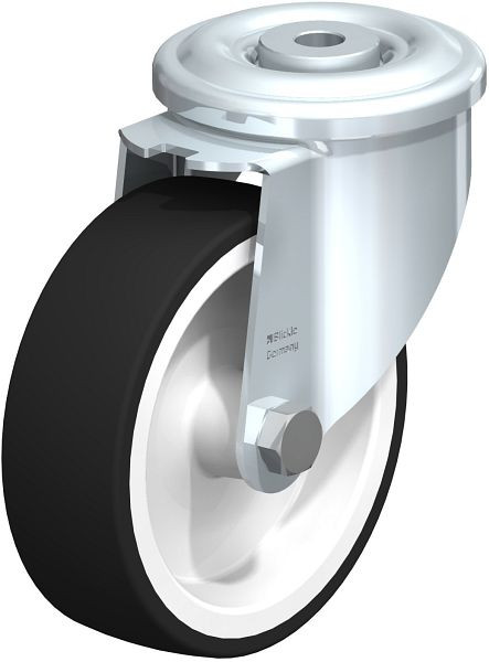 Blickle LKR-POTH 125G Stahlblech-Lenkrolle, schwere Ausführung, mit Rückenloch, Thermoplastisches Polyurethan, Grau, 537605