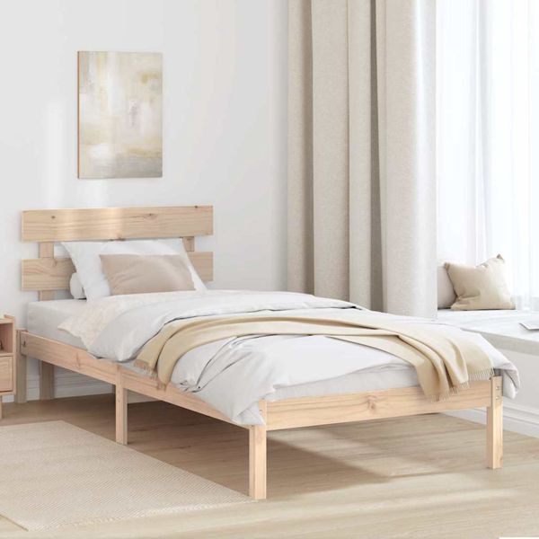 vidaXL Bettgestell mit Kopfteil Braun 100 x 200 cm Massivholz Kiefer, 872140