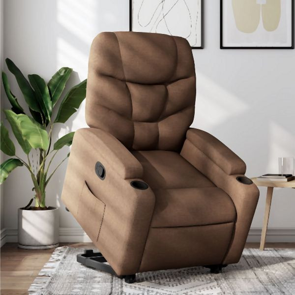 vidaXL Relaxsessel mit Aufstehhilfe Braun Stoff, 3204600